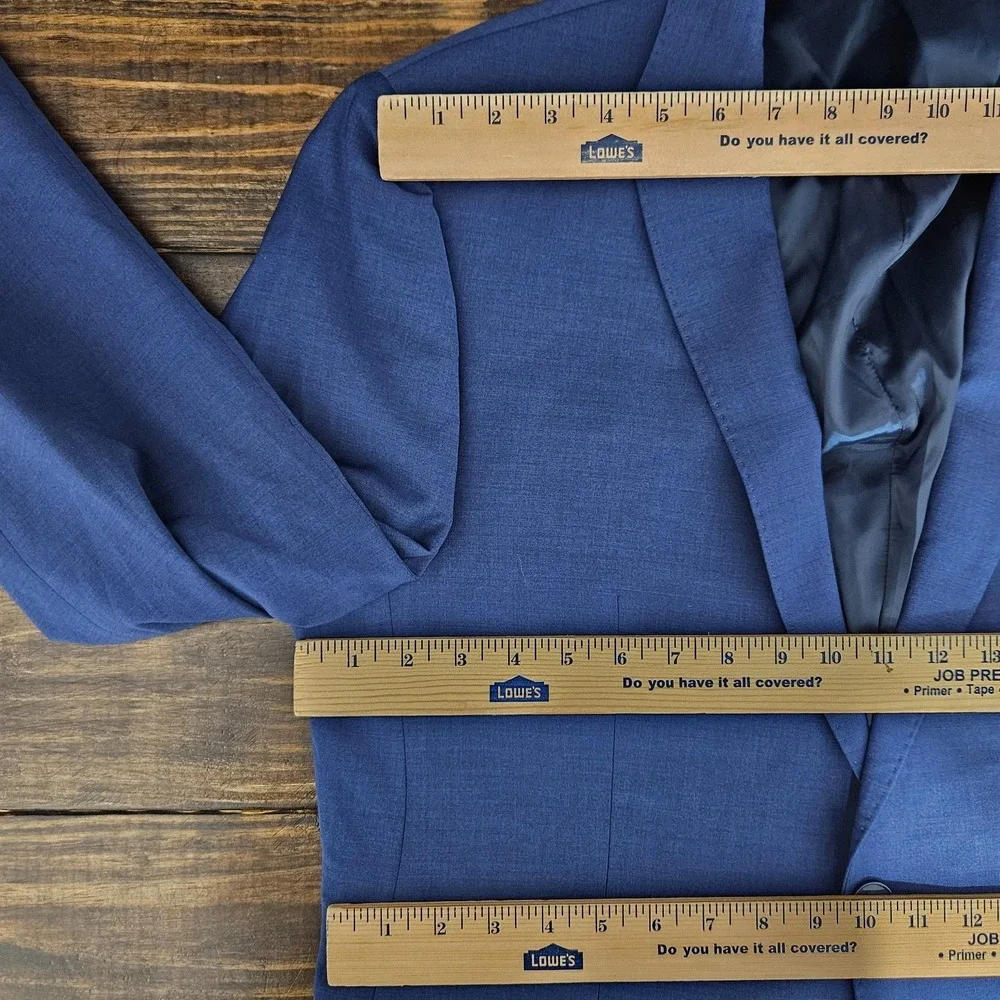 Calvin Klein Men's Sport Coat Blazer Two Button Navy Blue Wool Spandex Size 44L